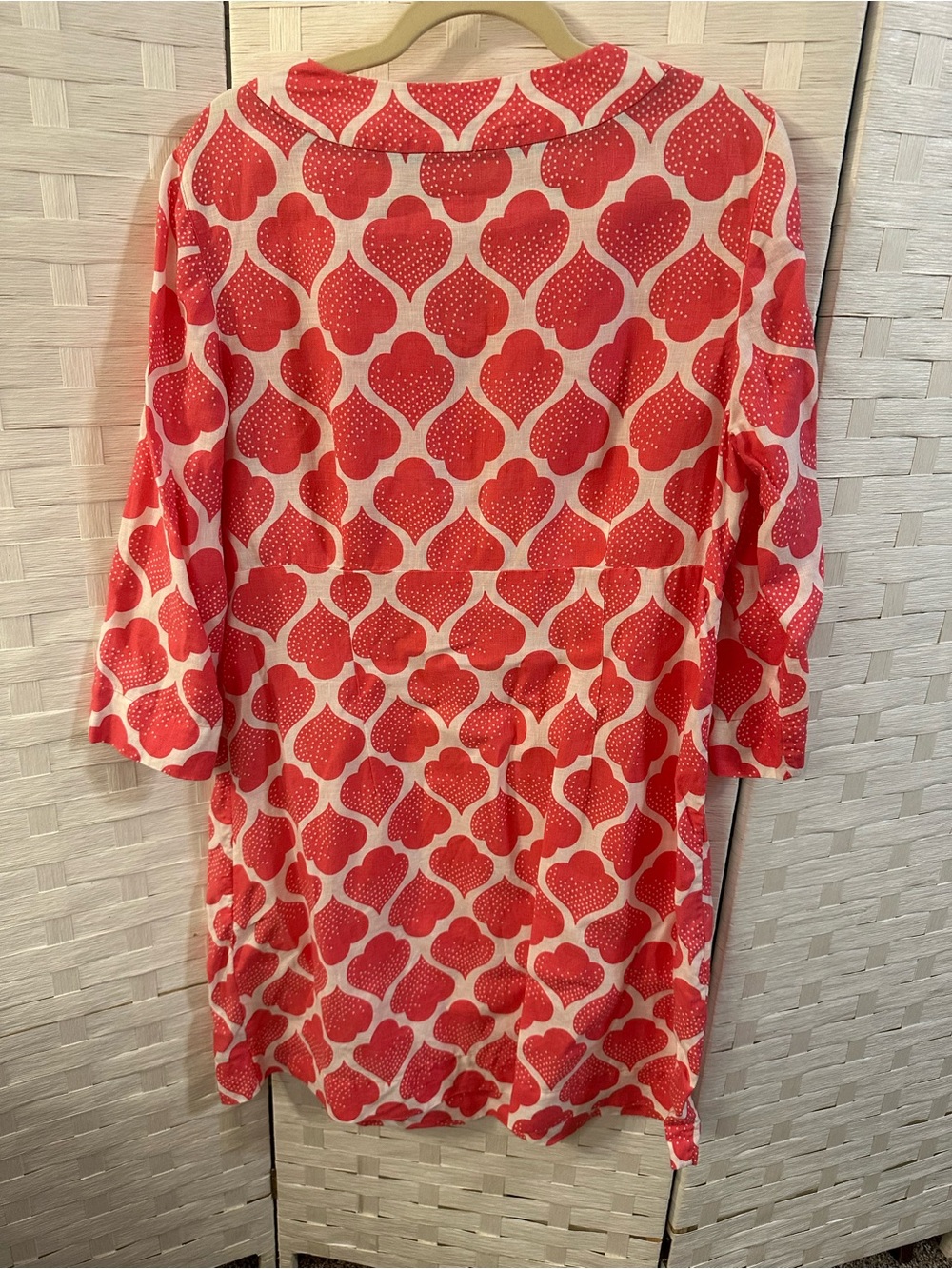 Boden Laurie 100% Linen Tunic Dress Coral Pink Print 14R coastal resortwear - Picture 7 of 7